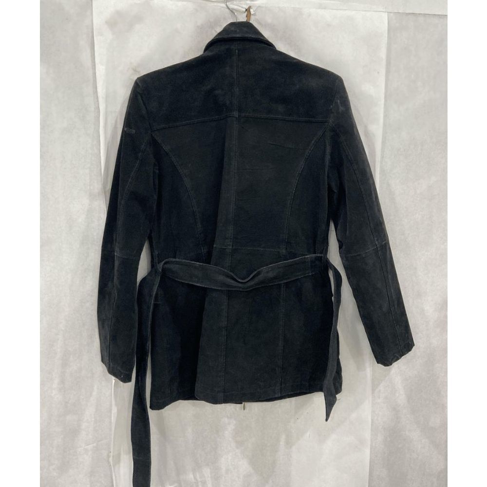 Helium London Black 100% Leather Jacket Collared Belted Full-Zip Coat, Sz Medium - Picture 4 of 13